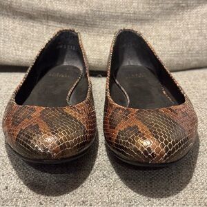 Stuart Weitzman Python Embossed Leather Ballet Flats - Size 9